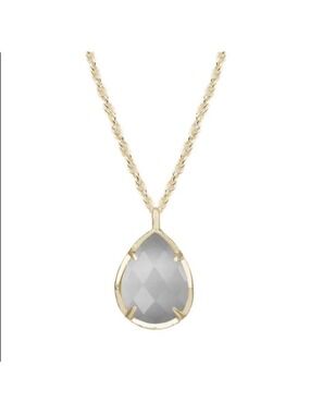 Kendra Scott Kiri Gold Tone Gray Slate Faceted Teardrop Pear Stone Necklace